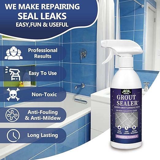 Grout Sealer,35 OZ Long LastingGrout Sealer for Shower, Floor, Kitchen - Waterproof Clear Grout Sealant for Stone, Bathroom, Marble