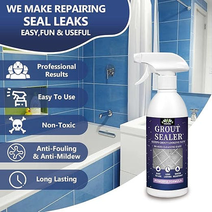 Grout Sealer,35 OZ Long LastingGrout Sealer for Shower, Floor, Kitchen - Waterproof Clear Grout Sealant for Stone, Bathroom, Marble