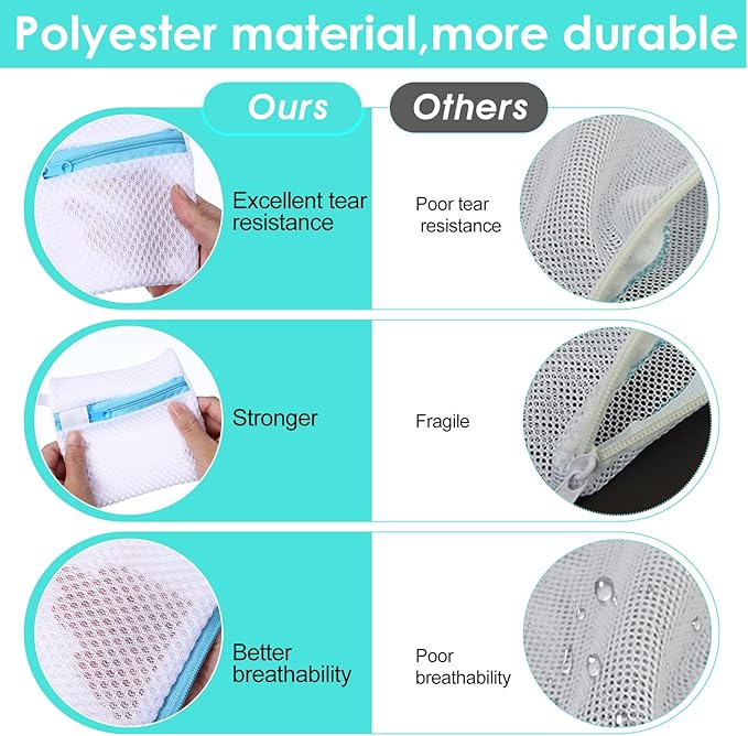 Mesh Laundry Bags for Delicates Washing 6 PCS Machine Bag Travel Laundry Lingerie Bags, Soap Foaming Organizers and Storage, Pods Scented Beads Washing Pouch,Mesh Wash Zipper Hanging Net Bag