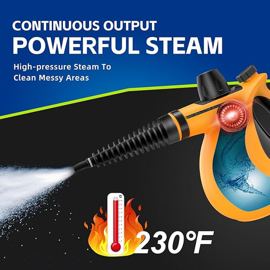 Handheld Pressurized Multi-Surface Steam Cleaner, Ease of Cleaning 100% Chemical-Free Steam Cleaner for Home with 11pcs Accessories, Portable Steamer for Deep Cleaning Tile, Grout, Window, Couch,Car
