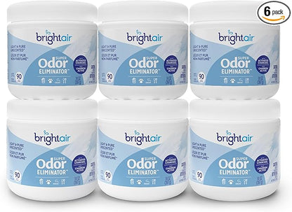 Bright Air 14 oz Odor Eliminator Gel, Light & Pure Unscented, Case of 6, Lasts up to 90 Days