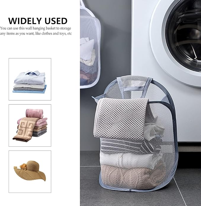 SOLUSTRE 2pcs Folding Storage Basket Wall-mounted Laundry Organizer Space-saving Design for Clothes Toys and Versatile Storage for Home Use