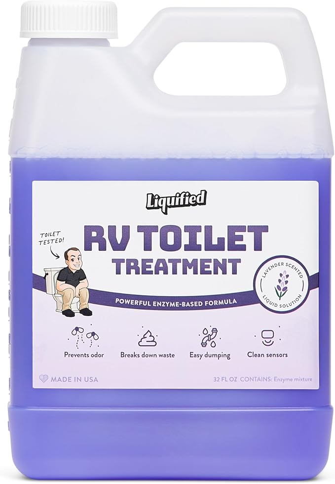 Liquified RV Toilet Treatment - Black Holding Tank Digester - Odor Eliminator - Lavender Scent - Matts RV Reviews (Lavender F-Style, 32oz)