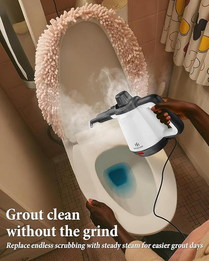 1200W Handheld Steam Cleaner for Home, Powerful Natural Multi‑Surface Steam Cleaner with 13 Accessories, 13.5oz Pressurized Steamer for Deep Cleaning Tile, Grout, Shower, Bathroom, Kitchen, Car, White