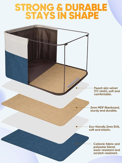 BALEINE 1 Pack Fabric Closet Storage Bins for Shelves, Linen Closet Organizers and Storage, Decorative Baskets for Organizing, Shelf, Clothes, Home, Office (Navy Blue, 15''x11''x9.5'')