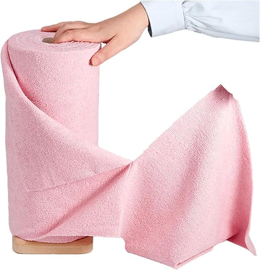 Microfiber Cleaning Cloths Roll – 50 Pack | Tear-Away Towels – Reusable| Ultra Absorbent| Washable Rags for Kitchen| House, Car, Garage | Eco-Friendly Microfiber Cleaning Supplies (Pink)