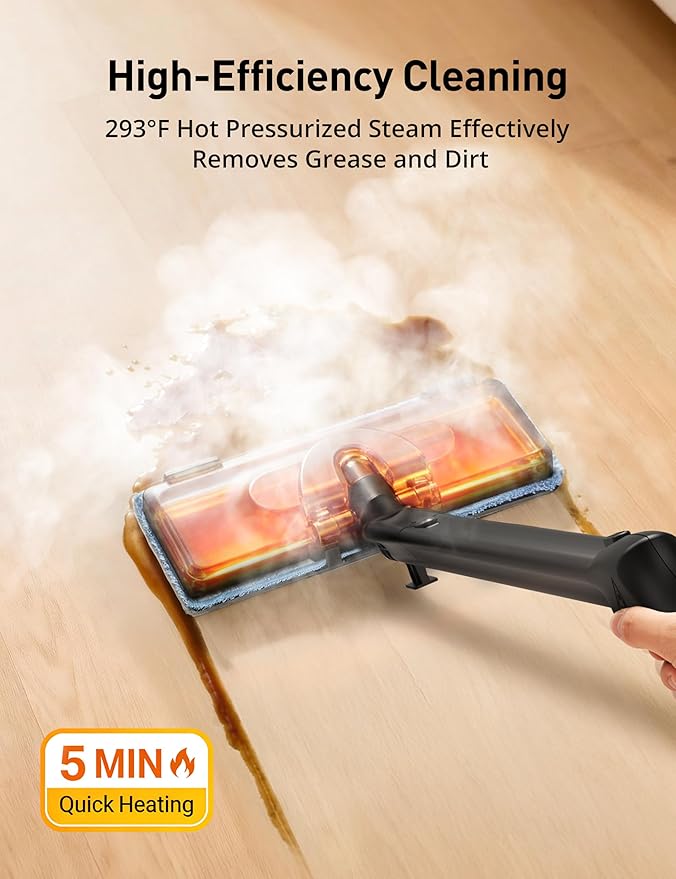 5 Pack Steam Mop Replacement Pads Compatible with Aspiron Steam Cleaners AS-CA019, Floor Steamer Pads Washable, Reusable Microfiber Cleaner Pads All Hard Floors, 5-Pack