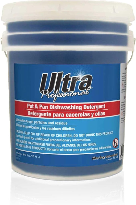 Ultra Professional ™ 5 Gallon Pot & Pan Dishwashing Detergent Dish Cleaning Liquid, Fresh Scent, Blue - Powerful Grease Remover