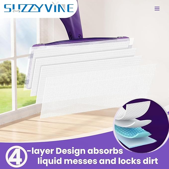 SUZZYVINE Mopping Pads Refills for Wet Jet Mop, Hardwood Floor Cleaner Spray Mop Pads, Wet Jet Mop Pads All Purpose Multi Surface Sweeping Refill 11.8" x 5.91", 30 Counts