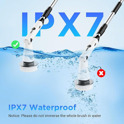 Electric Spin Scrubber, Bathroom Cleaner, Power Shower Cleaning Brush with Extendable Handle & 4 Brush Heads, Shower Scrubber for Bathtub Tile Grout Kitchen Window and Floor