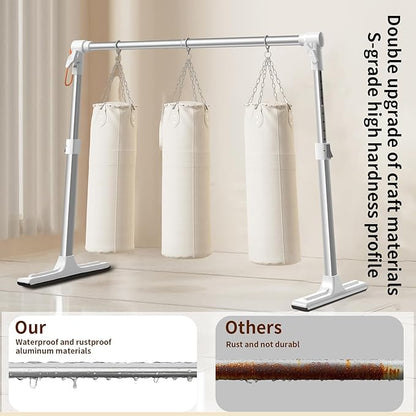 Foldable Adjustable Closet Rod,20.86-35.43in Width Aluminum Clothes Hanging Rod,Portable Drying Rack for Closet Storage RV Laundry Small Space,Tool-free installation,Heavy Duty Tension Rod