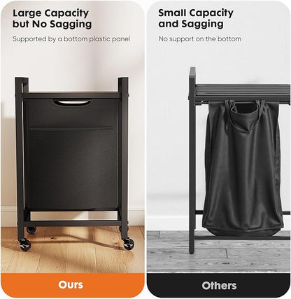 Laundry Sorter, 18.3Gal (69L) Capacity Rolling Laundry Basket with Pull-Out Removable Bags & Movable Wheels,Clothes Separator Hamper Cart for Laundry Room, Bathroom and Bedroom Organizer