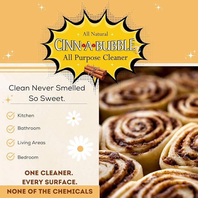 Cinn-a-Bubble All Purpose Cleaner, 32 oz Spray, All-Natural Plant-Based Cleaner with Essential Oils, Non-Toxic, Safe for Home, Kitchen, Bathroom & Surfaces