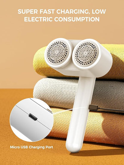 Smiling Shark Fabric Shaver, M-3 Rechargeable Electric Lint Remover 4 Speed Mode 90° Rotatable Grip Portable Cordless Fuzz Remover for Clothes Furniture Sweater Curtain, Fabric-Shaver-Pilling-Removers