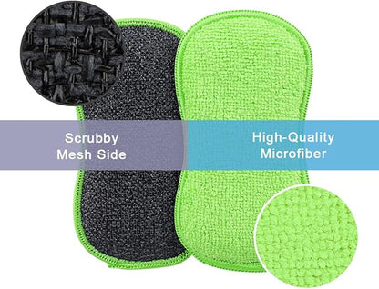 HOMEXCEL 12 Pack Multi-Purpose Scrub Sponges Kitchen Dish Sponge Non-Scratch Microfiber Sponge for Efficiently Cleaning Dishes Pots Pans Green
