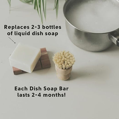 Solid Dish Soap Bar | Bergamot + Lime | Natural, Zero Waste Soap | Plastic-Free Dish Soap Block | USDA Certified Organic Ingredients | Vegan-Friendly Dish Soap, 5.5 oz.