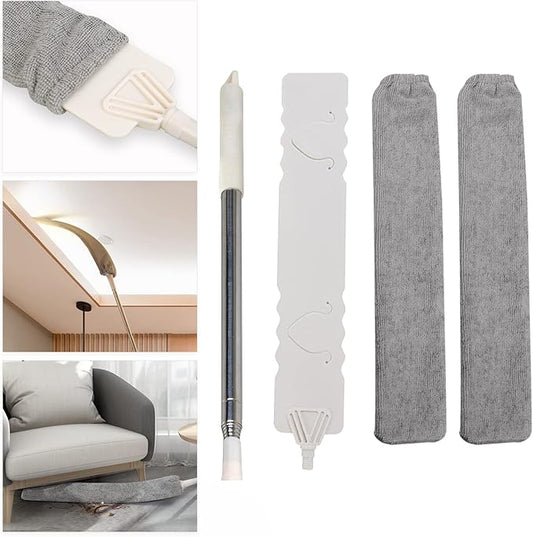 Retractable Gap Dust Cleaner, Microfiber Hand Duster Cleaning Tools, with 2 Washable Dusting Cloths and Long Handle Retractable Duster Brush for Under Fridge & Appliances Duster