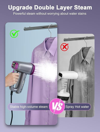 Travel Steamer for Clothes,Handheld Steamer for Clothes,2 in 1 steamer and iron,160ml Large Water Tank Portable Steamer for Clothes,6 Steam Mode&Dual-Layer Heated Steam Plate,120V for Home,Office