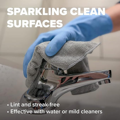 Pinnacle Mercantile Microfiber Cleaning Cloths Extra Large 16x16in Pack of 12 Highly Absorbent Lint Free Streak Free Non-Abrasive Clean Wet or Dry Washable Reusable for Home Kitchen Car and Janitorial