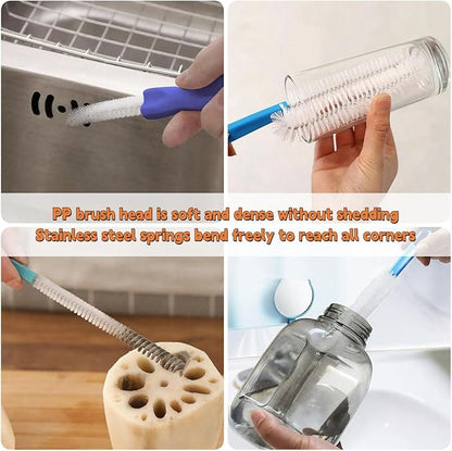 Drain Cleaning Brush, 79In Nylon Cleaner Double Ended Drain Brush Pipe Cleaning Set, Straw Cleaner Brush, Drain Snake, Tube Cleaning Brush for Bathroom Shower Kitchen Plug Hole (6 Pcs)