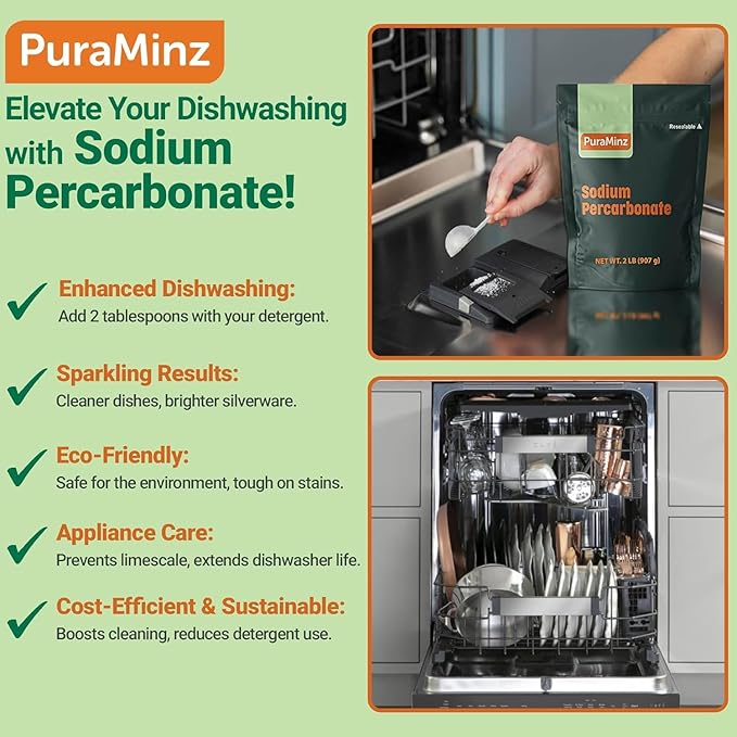 Sodium Percarbonate Powder 99.9% Purity - Oxygen Bleach, Hydrogen Peroxide Release Cleaner - Color-Safe Bleach Alternative for home and Laundry - 10 lbs