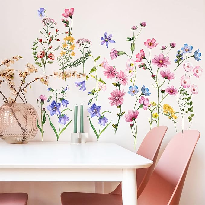 Large White Flower Wall Stickers, Removable DIY Romantic Cherry Blossom Tree Wall Murals Peel and Stick 3D Wall Art Stickers Murals Home Decor for Gilrs Bedroom Nursery Rooms Living Room