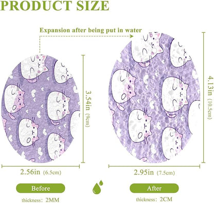 Cute Cat Kitchen Scrub Sponges, Pop-up Kitchen Cleaning Sponges Reusable Dish Washing Sponges for Bathroom Household Cleaning 3 Pack - Non Scratch Scrubber