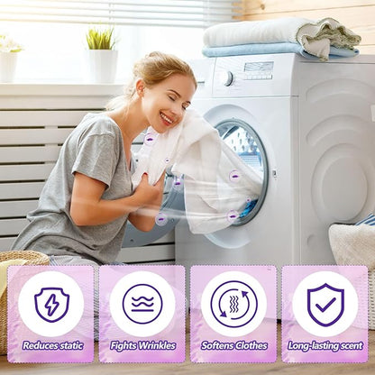 600 Count Dryer Sheets Bulk Fabric Softener Lavender Scent Dryer Sheets Naturally Softens and Removes Static Cling, Ideal for Large Households, Sensitive Skin