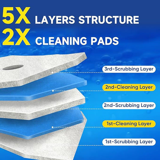 30Ct Aromative Toilet Brush Refills, Toilet Bowl Cleaner Refills, Double-Layer Cleaning Pads Added, Compatible with Most Toilet Brushes，Blue Ocean（Patented）