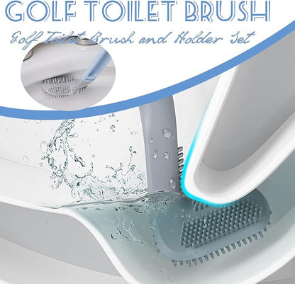Golf Toilet Brush, Silicone Toilet Brush and Holder Set, Long Handled Toilet Brush, No Dead Corner (Blue)