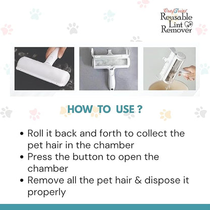 CrafTreat Reusable Pet Hair Remover Roller for Furniture & Couch, Dog and Cat Fur Removal Tool, Lint Roller for Sofa, Car Seats, Bedding & Clothes