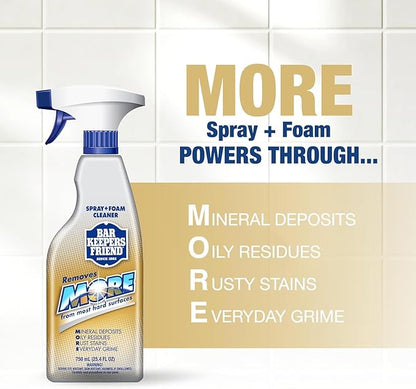 PURPUR Cloth & Bar Keepers Friend MORE Foam Spray (25.4) + Powder Cleanser (21 oz) Multipurpose Cleaner, Stain & Rust Remover for Bathroom, Kitchen & Outdoo, Stainless Steel, Aluminum, Brass, Tile