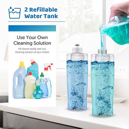 Spray Wet Mops for Hardwood Floor Cleaning: MEXERRIS Floor Mop with 5 Washable Pads for Swiffer Powermop & 2 Refillable Bottles - Home Commercial Dust Dry Mops for Wood Laminate Vinyl Tiles Ceramic