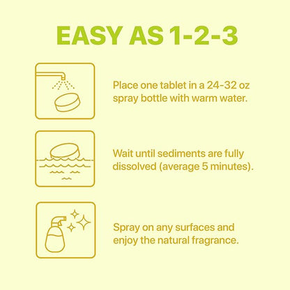 Nune Multi-Purpose Cleaner Refills - All Purpose Cleaning Tablets 6 Pack - 144 fl oz total (24 fl oz each) - Shower, Counter, Floor, Furniture, Bathroom - Non-Toxic and Effective - Lemon Fragrance
