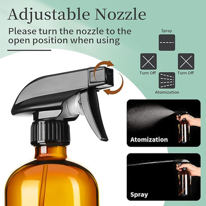 GIVAMEIHF 8oz Amber Glass Spray Bottles,3 Pack Glass Spray Bottles Refillable Empty Bottle with Adjustable Nozzle,Spray Bottle for Essential Oils,Cleaning Solutions,Pets,Hair Mister,Gardening