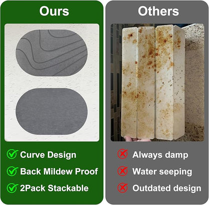 Large Stone Drying Mat for Kitchen Counter of 1 Pack ,24''x16'' Quick Dish Drying Stone Mat Kitchen,Double-sided Diatomaceous Earth Stone Drying Mat,No Moisture Residue, Stone Dish Drying Mat (Oval)
