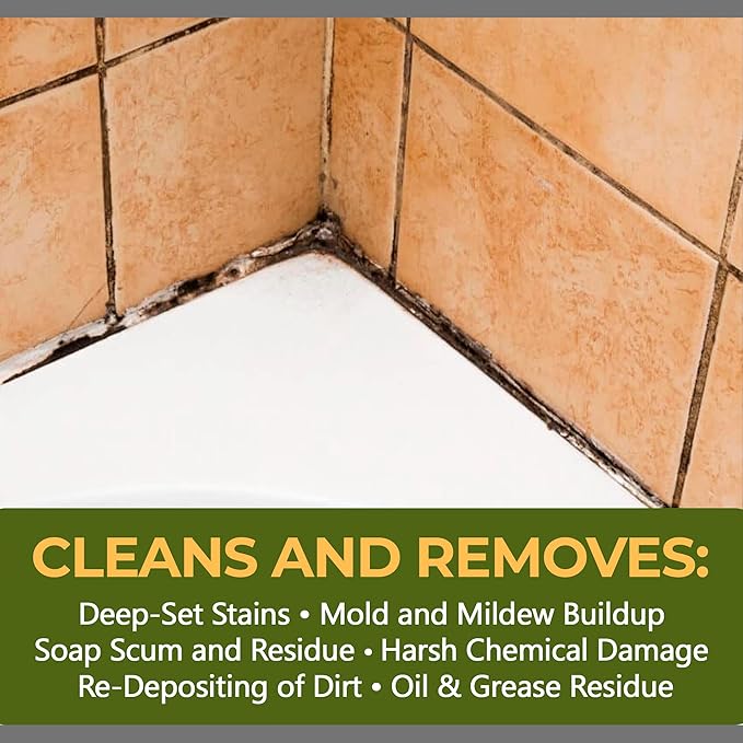 CoverTec CrystalClean CT-50 Tile Grout, Hard Surface Powerful Mold, Mildew, Grease, Oil, Stain Remover | Concentrated Cleaner, High pH, Citrus Fragrance 8oz, Prof Grade