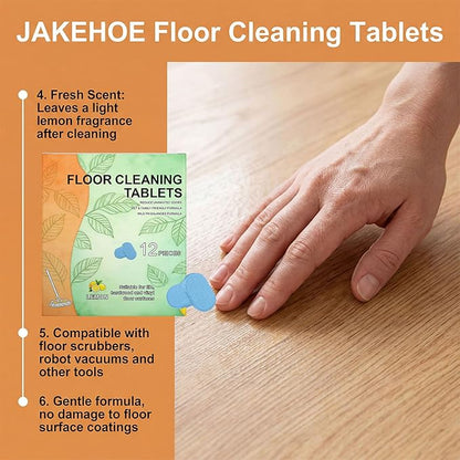 Floor Cleaning Tablets, 12pcs Pre-Measured Dissolvable Mopping Tablets with Fresh Lemon Scent, Multi-Surface Hard Floor Cleaner (2pcs)