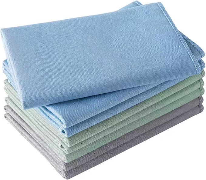Microfiber Glass Cleaning Cloth 8 Pack, 16 Inch X 12 Inch, Lint Free Quickly Clean Window, Glasses, Windshields, Mirrors, and Stainless Steel, Multicolor