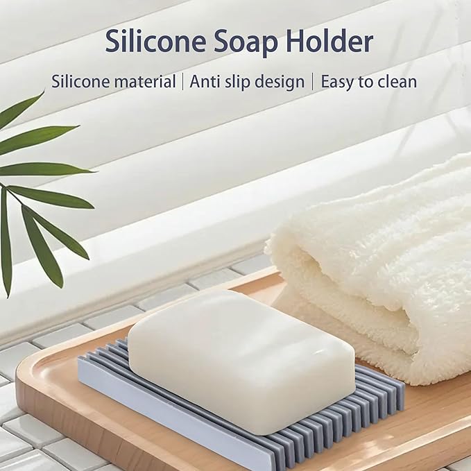 Aoheuo Modern Minimalist Soap Dish (1Pack),Drainage Silicone Soap Holder,5.5 Long by 3.15 Wide,0.55 inches high,Used for Kitchen,Bathroom,and Bar Sink(Incanus)