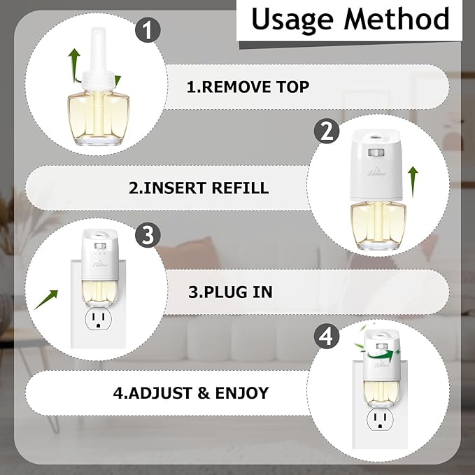 Plug In Air Freshener Refills for Home - Palo Santo & Eucalyptus Sage, Baby Powder Scent For Bedrooms & Bathrooms, 12 Count, 7.92 Fl Oz, Compatible with Air Wick & Glade, Not Include Glade Plus