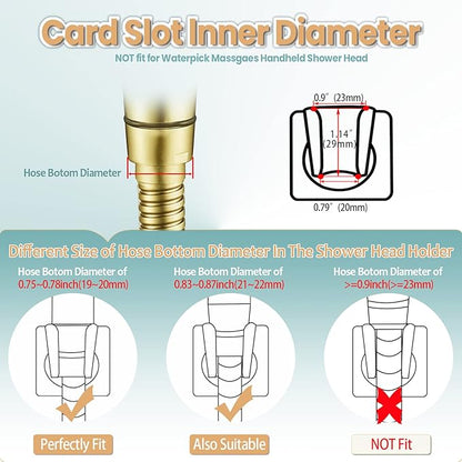 Shower Head Holder Handheld Shower Wand Holder Adjustable Shower Head Bracket Shower Wall Mount Holder, Brushed Brass/Gold Finish, Drill Free Glue Installation