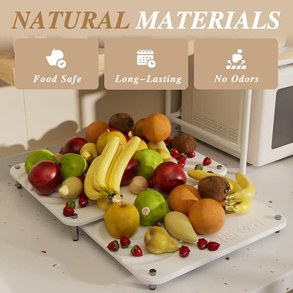 Pearl White 2PCs Large Drying Stone for Kitchen Counter, Stone Dish Drying Mat for Kitchen Counter, Quick Dry Mat with Non-slip Feet
