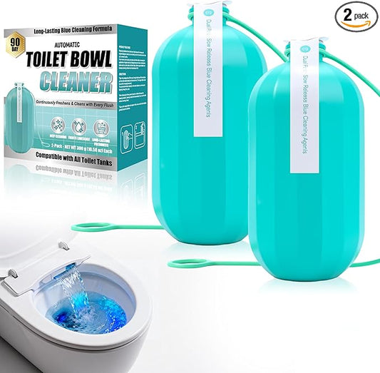 Automatic toilet bowl cleaner, odor removal Stain removal Makes toilet bowls look new with a light, fresh scent