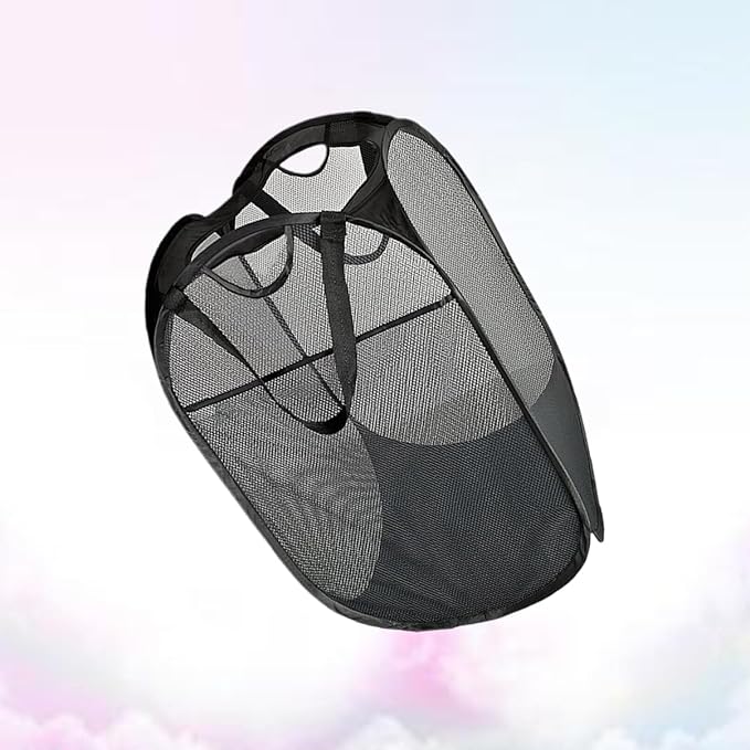 KOMBIUDA Collapsible Laundry Basket Square Folding Clothes Hamper for Dirty Clothes Storage Eco-friendly Material Capacity Organizer for Home and Black