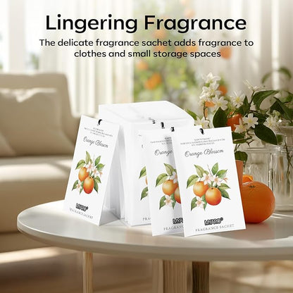 MYARO 12 Packs Orange Scented Sachets - Fragrance for Closet, Drawer, Bathroom, Car - Air Freshener Deodorizer Packets