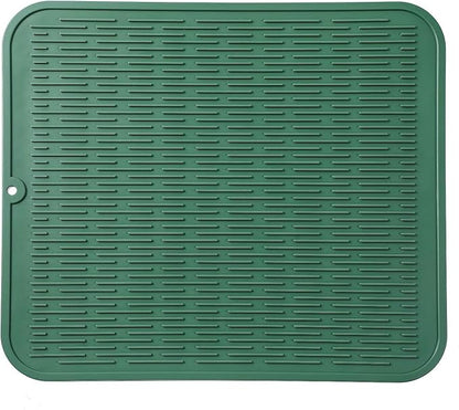 MicoYang Silicone Dish Drying Mat for Multiple Usage,Easy clean,Eco-friendly,Heat-resistant Silicone Mat for Kitchen Counter or Sink,Refrigerator or Drawer Liner Green XL 18 inches x 16 inches