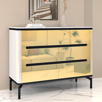 Wallercity 24''x315'' Shiny Metallic Gold Mirror Adhesive Sheets Vinyl Flexible Mirrors Wallpaper Peel and Stick Self Adhesive Mirror Contact Paper for Dresser Drawer Liner Waterproof Mirrors Stickers