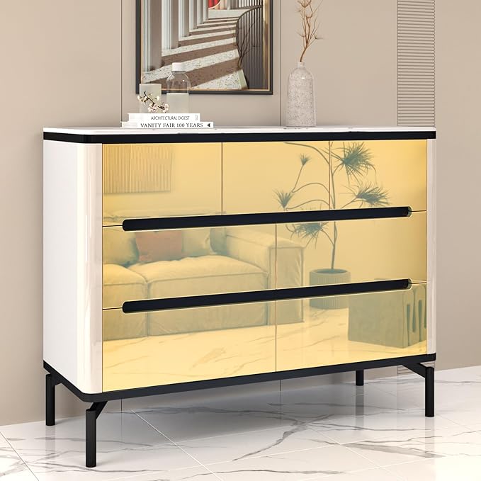 Wallercity Glossy Gold Mirror Stickers Peel and Stick Mirror Wallpaper for Countertops Dresser Crafts Metallic Mirrors Contact Paper for Walls Table 24''x118'' Flexible Non-Glass Vinyl Adhesive Sheets