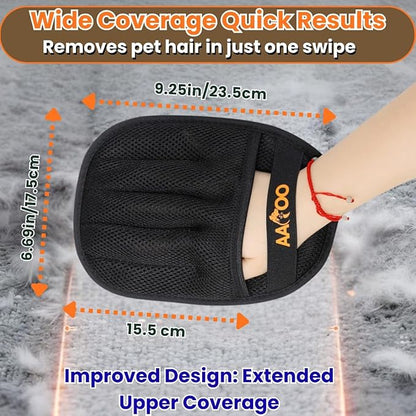 2PCS Pet Hair Removal Gloves for Cats & Dogs – Upgraded Large Five-Finger Electrostatic Grooming Glove, Washable Reusable Magic Brush Pet Hair Remover for Clothes, Sofa, Carpet & Car Seat
